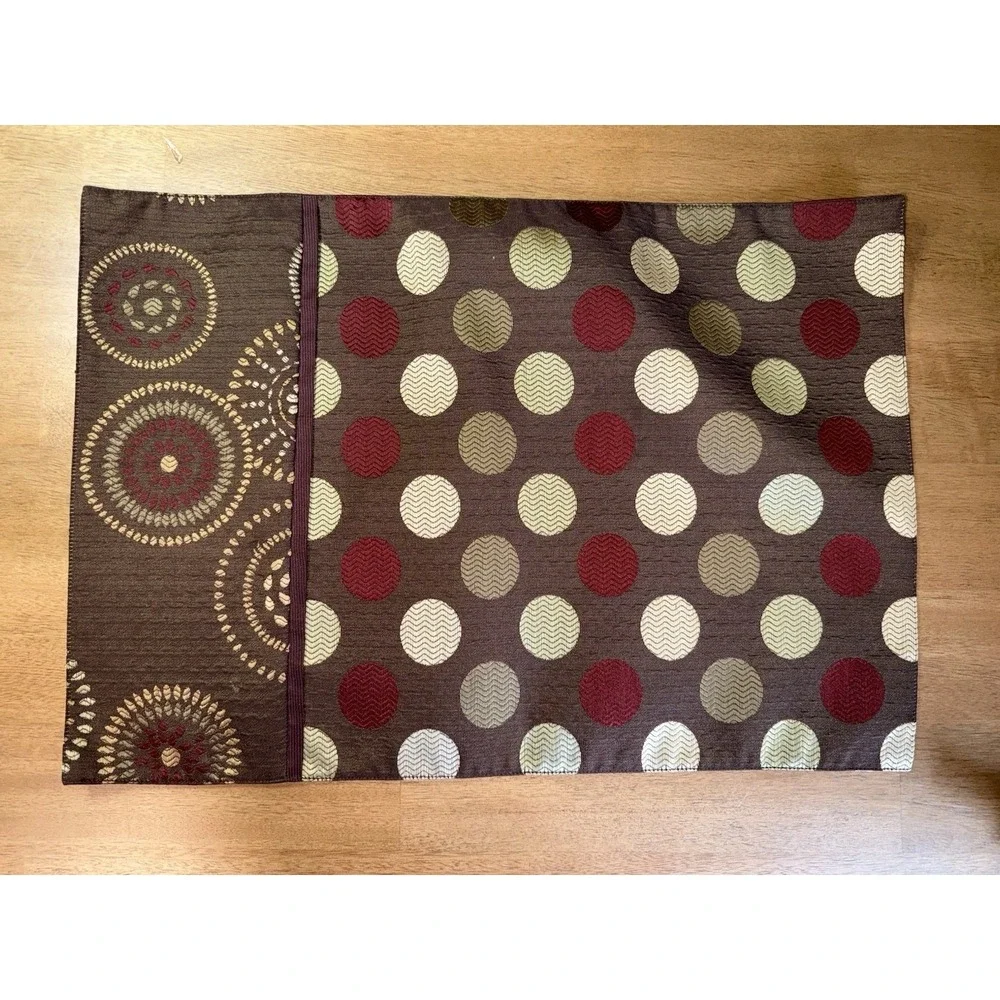 Pier 1 Imports Geometric Polka Dot Placemats Burgundy Gold Set of 11